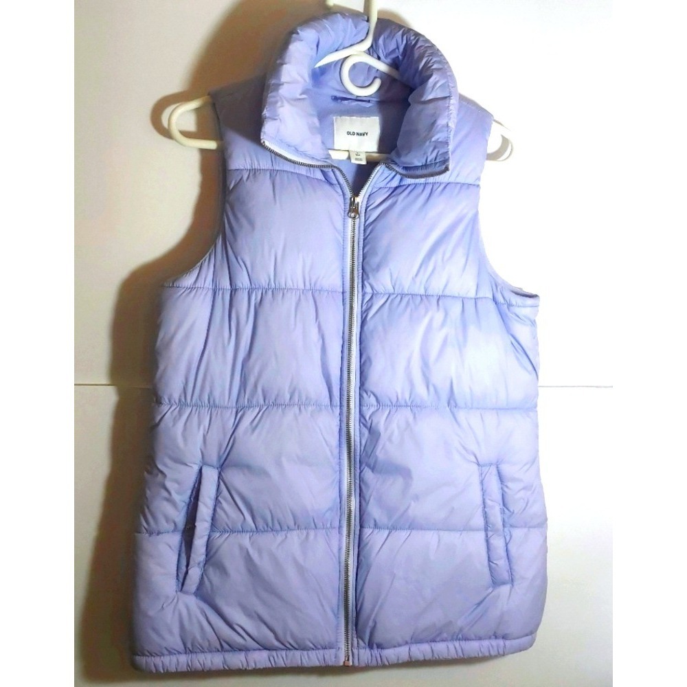 OLD NAVY‎ Puffer Vest Lavender Full Zip Quilted Fleece Lined Womens Small
